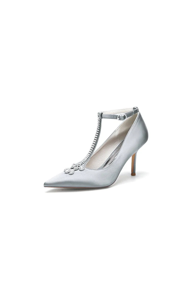 Party Pointed Toe Crystal Strap High Heels Shoes
