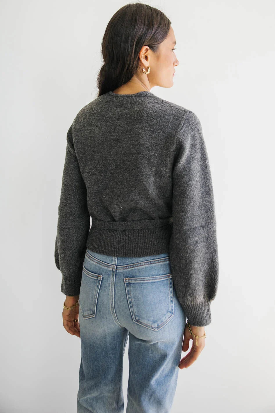 Addie Wrap Cardigan in Charcoal FINAL SALE