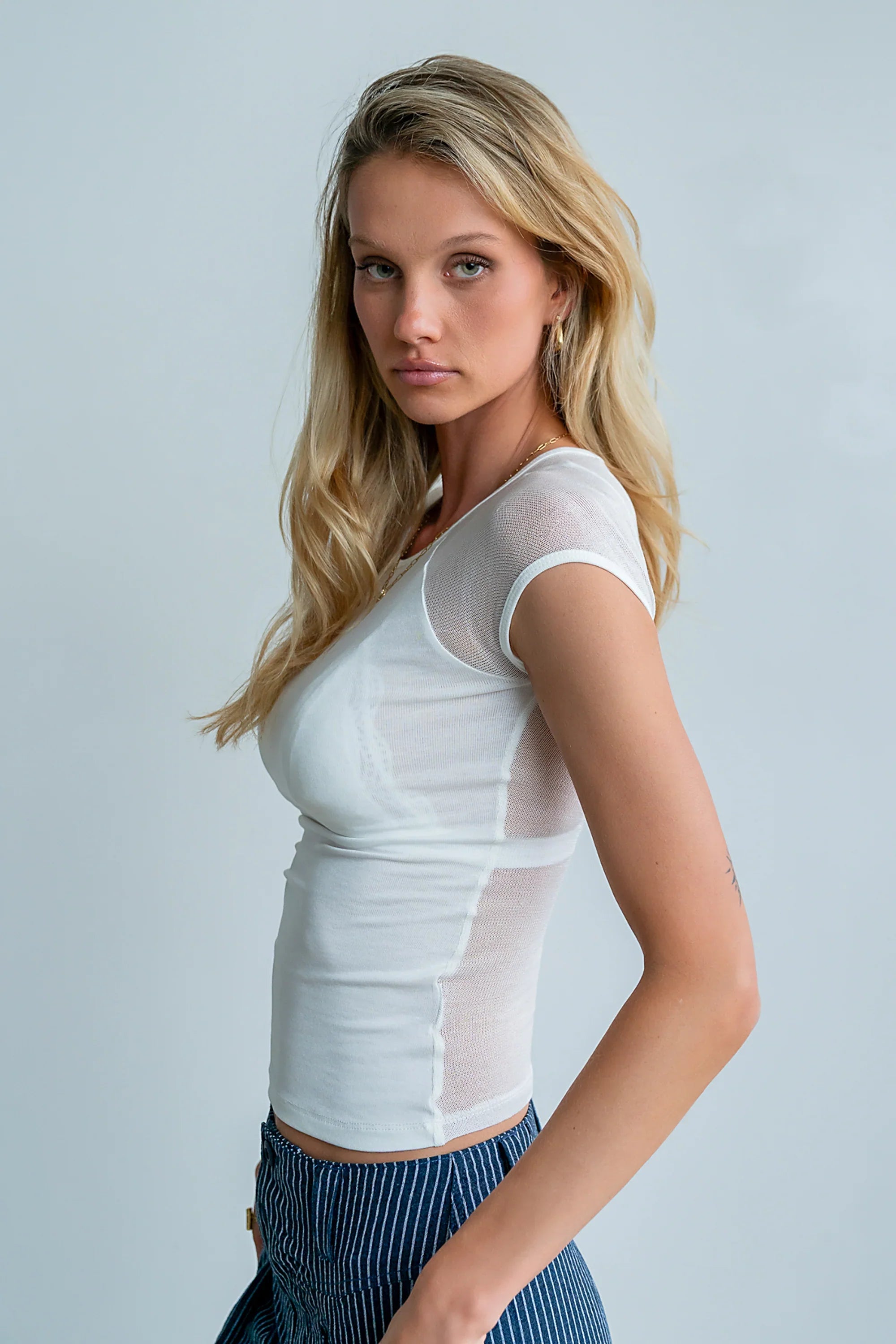 Brandy Mesh Top in White