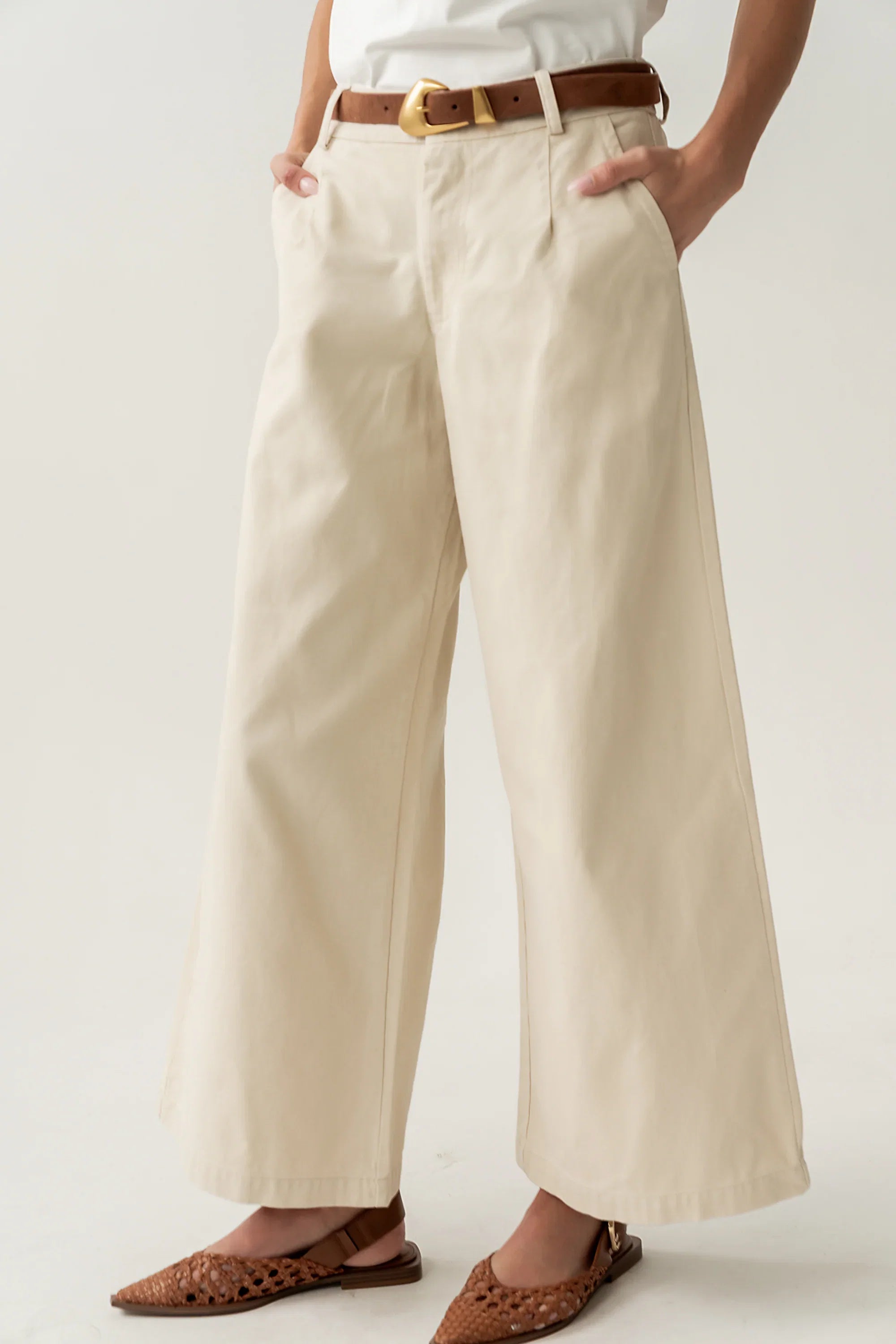 Jannah Wide Leg Pants in Ecru
