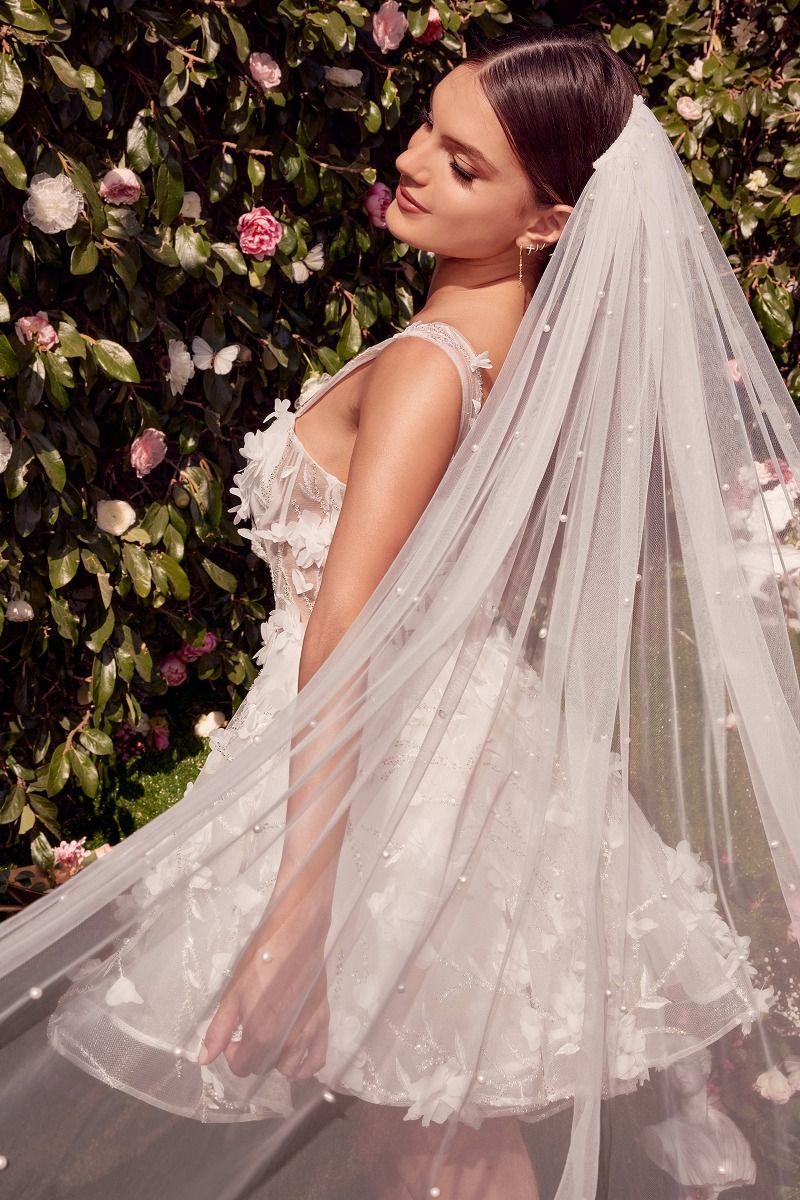 WL081 WEDDING MINI WITH BEADED FLORAL APPLIQUE Andrea Leo