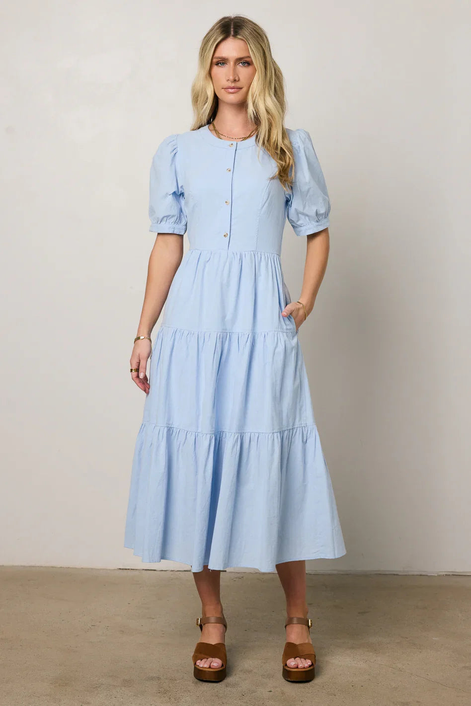 Finey Button Front Maxi Dress in Blue FINAL SALE