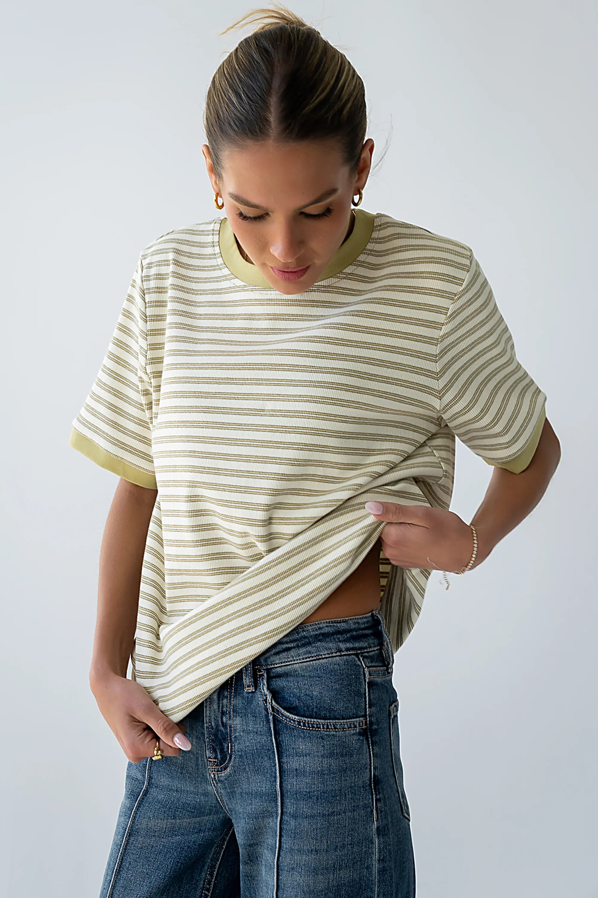 Jenna Striped Top in Green