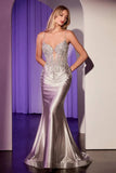 CLAIRE GOWN EMBELLISHED LACE SATIN FITTED GOWN
