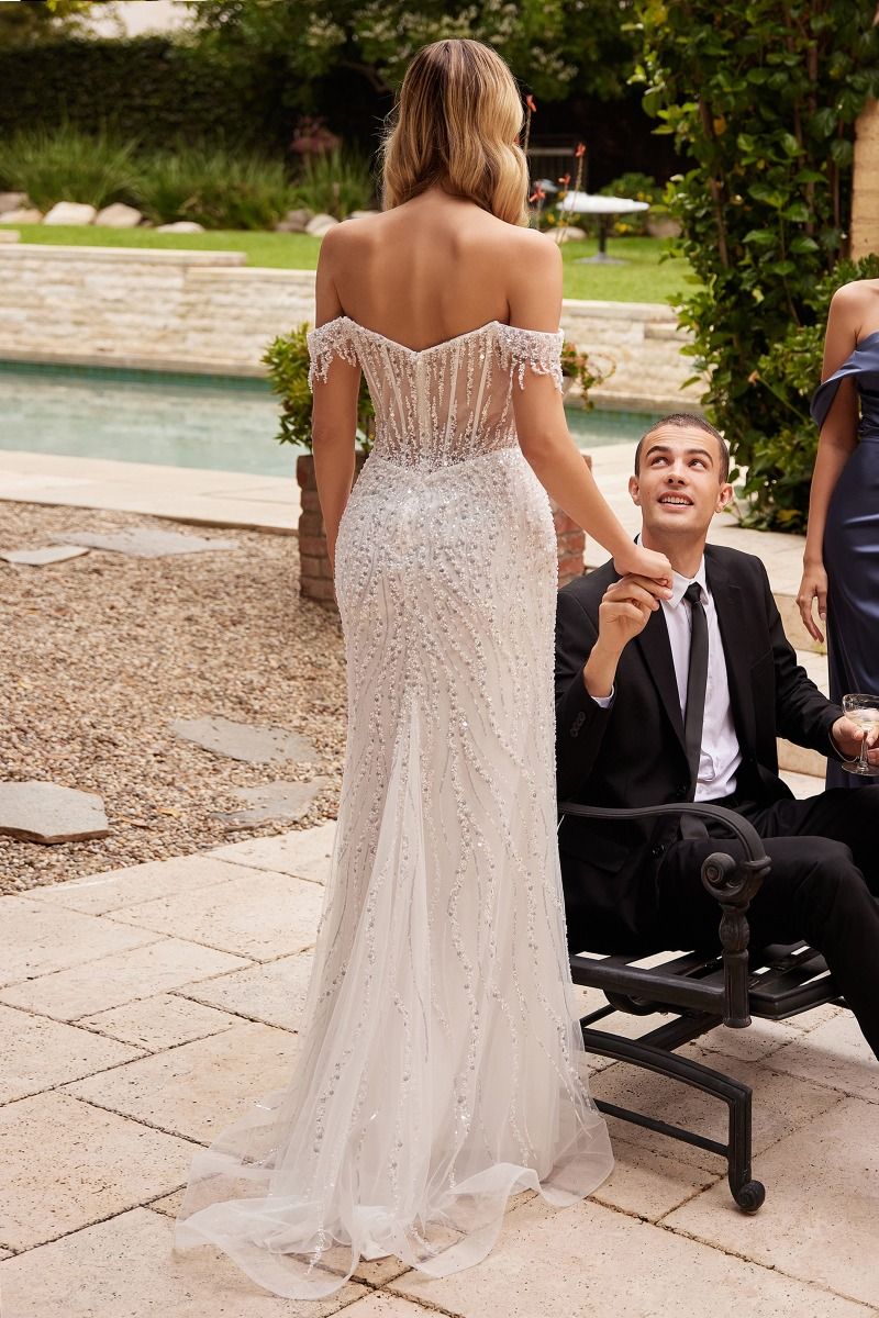 Tatiana Gown Off White OFF THE SHOULDER SEQUIN GOWN