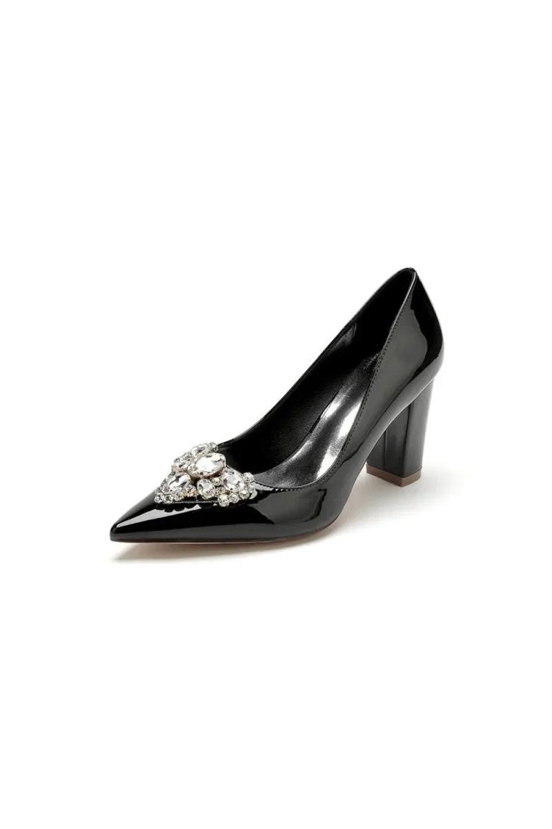 Burgundy High Heels with Gemstone Adorned Golden Buckle
