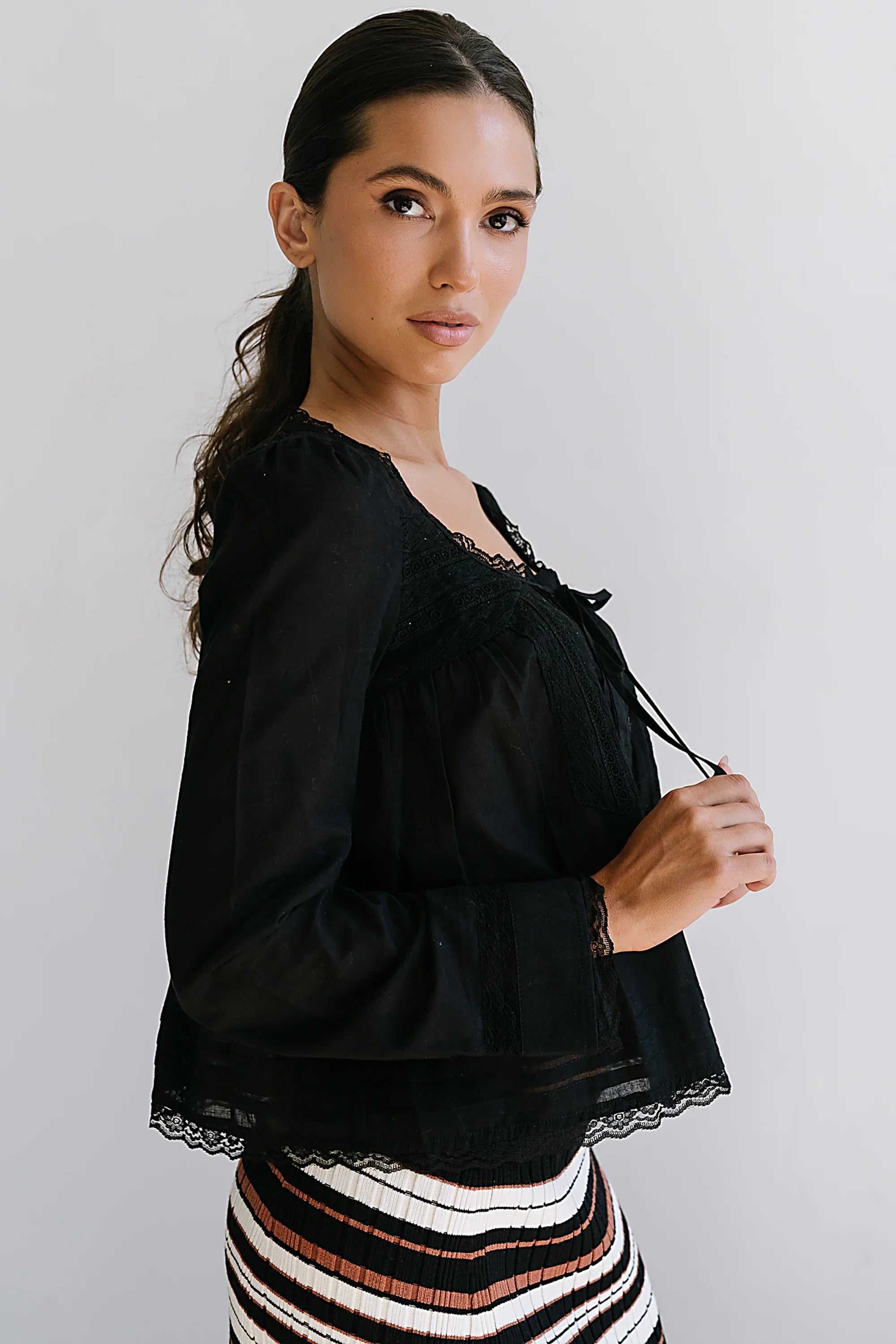 Taylor Sheer Blouse in Black FINAL SALE