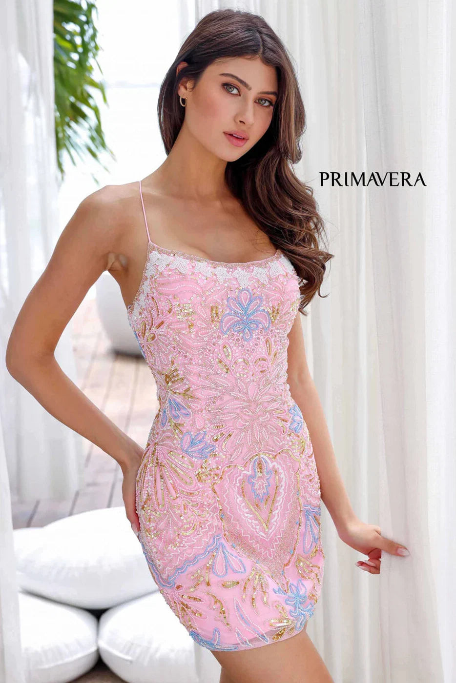 4204 Primavera Beaded Vintage Style Short Dress