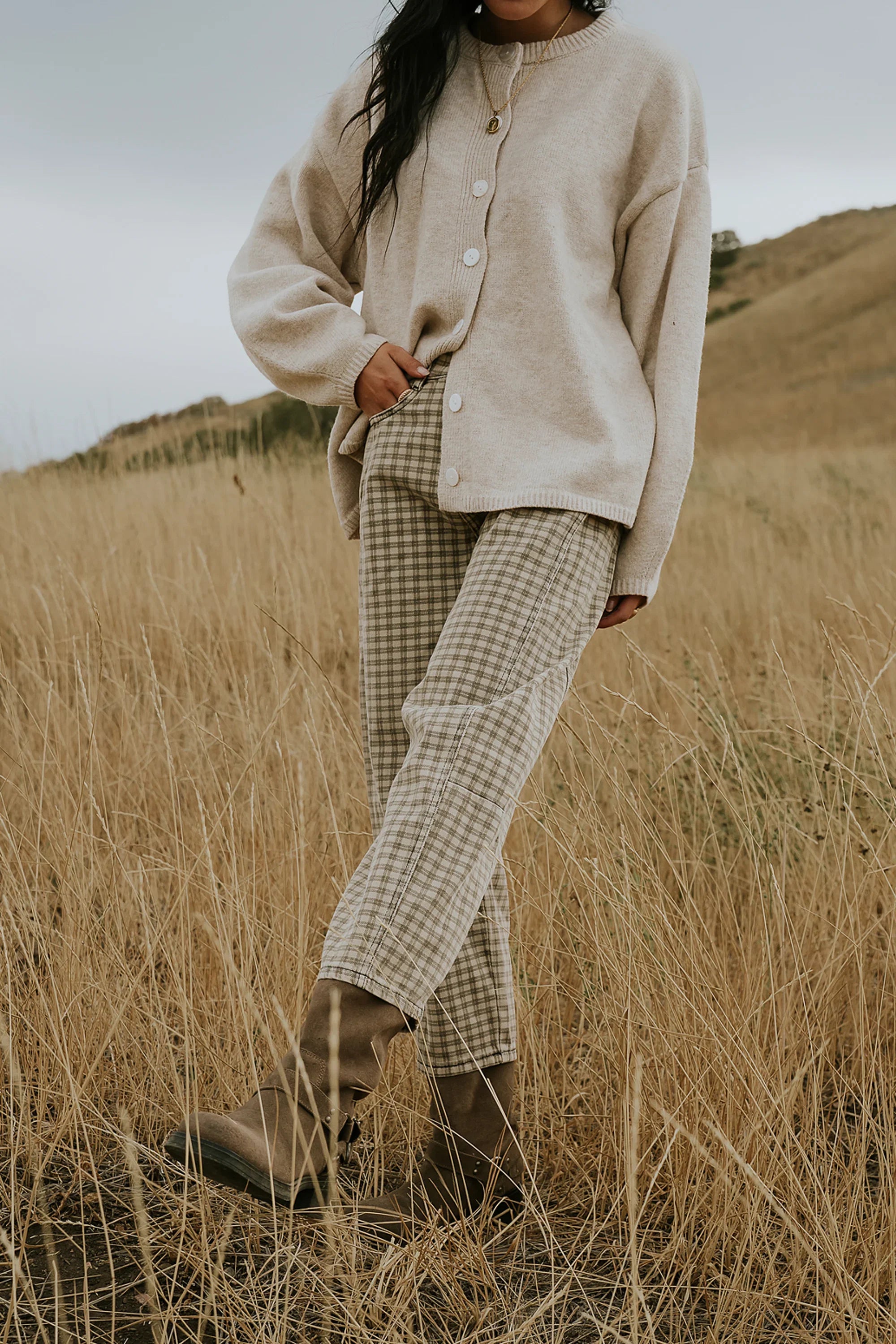 Nala Plaid Barrel Jeans FINAL SALE