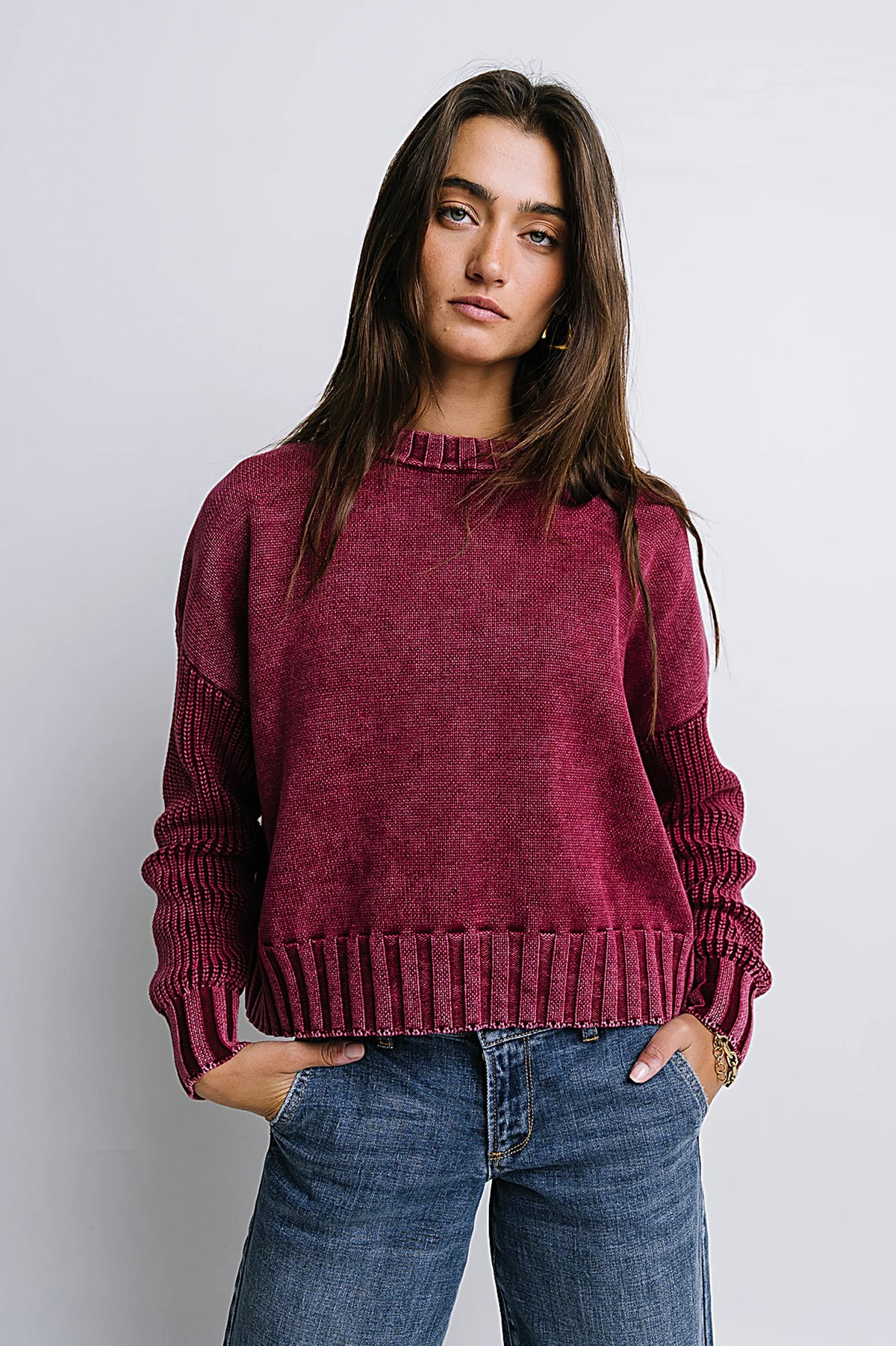 Payton Knit Sweater in Burgundy FINAL SALE