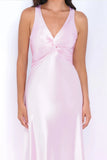 Odette Maxi Dress Pink Open Back With Adjustable Bow Tie Detail