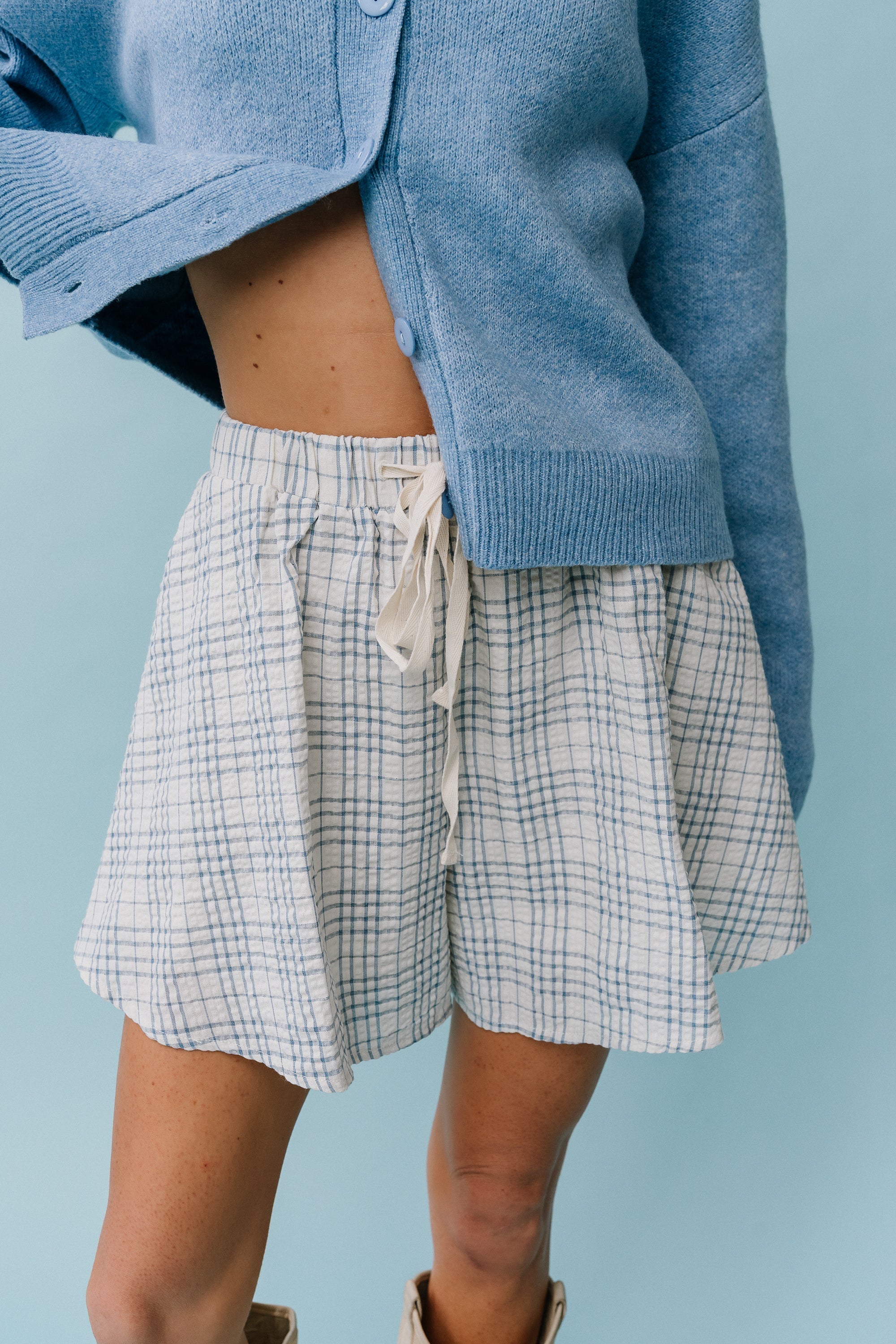 Katherine Plaid Shorts in Blue