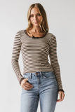 Kiya Striped Top in Brown