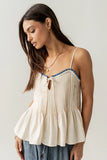 Mckell Peplum Tank Top in Natural