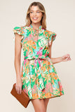 PORT OF CALL MINI DRESS GREEN MULTI