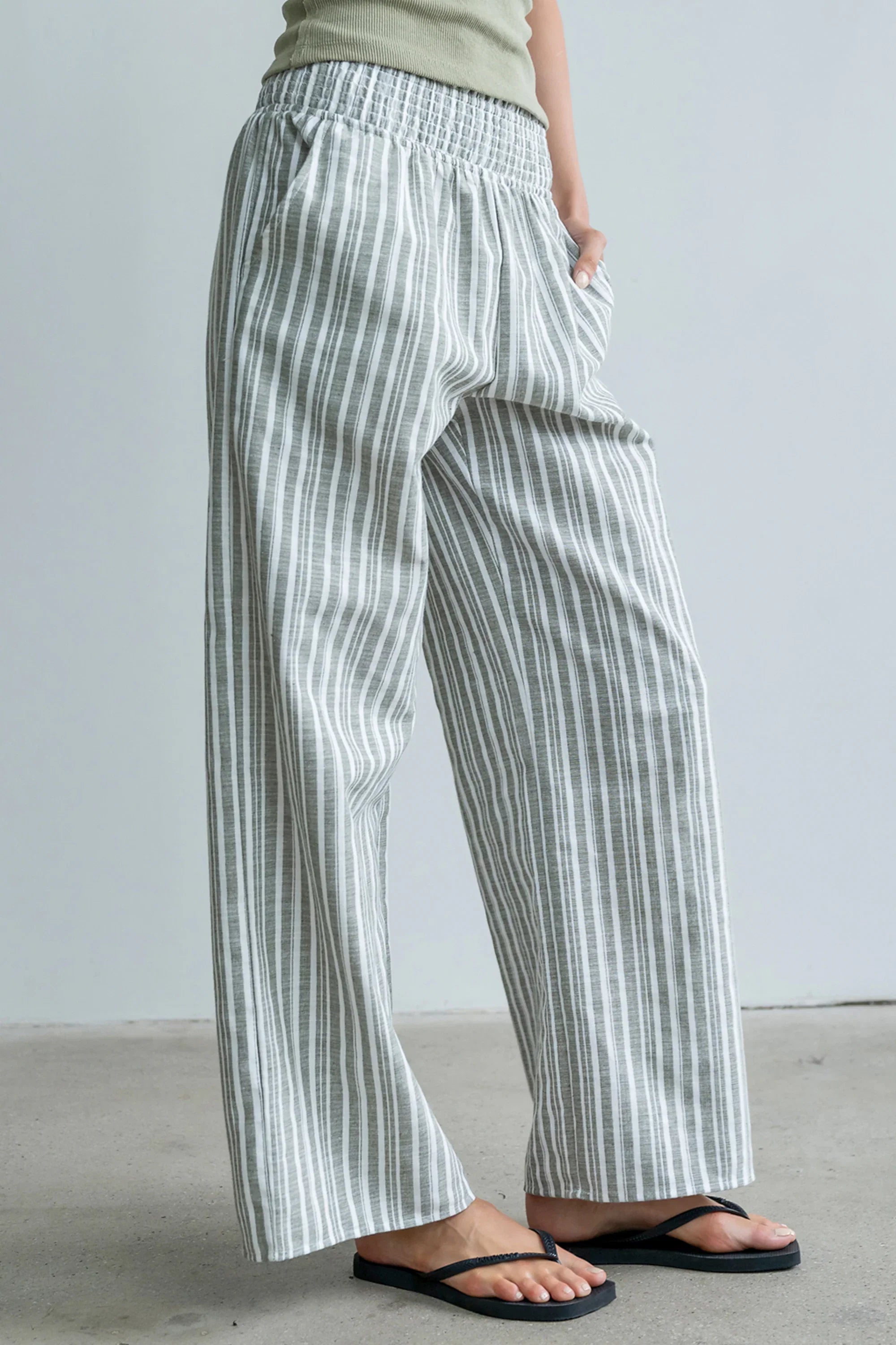 Indiana Striped Pants in Olive