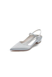 Satin Pointed Toe Buckle Kitten Heels
