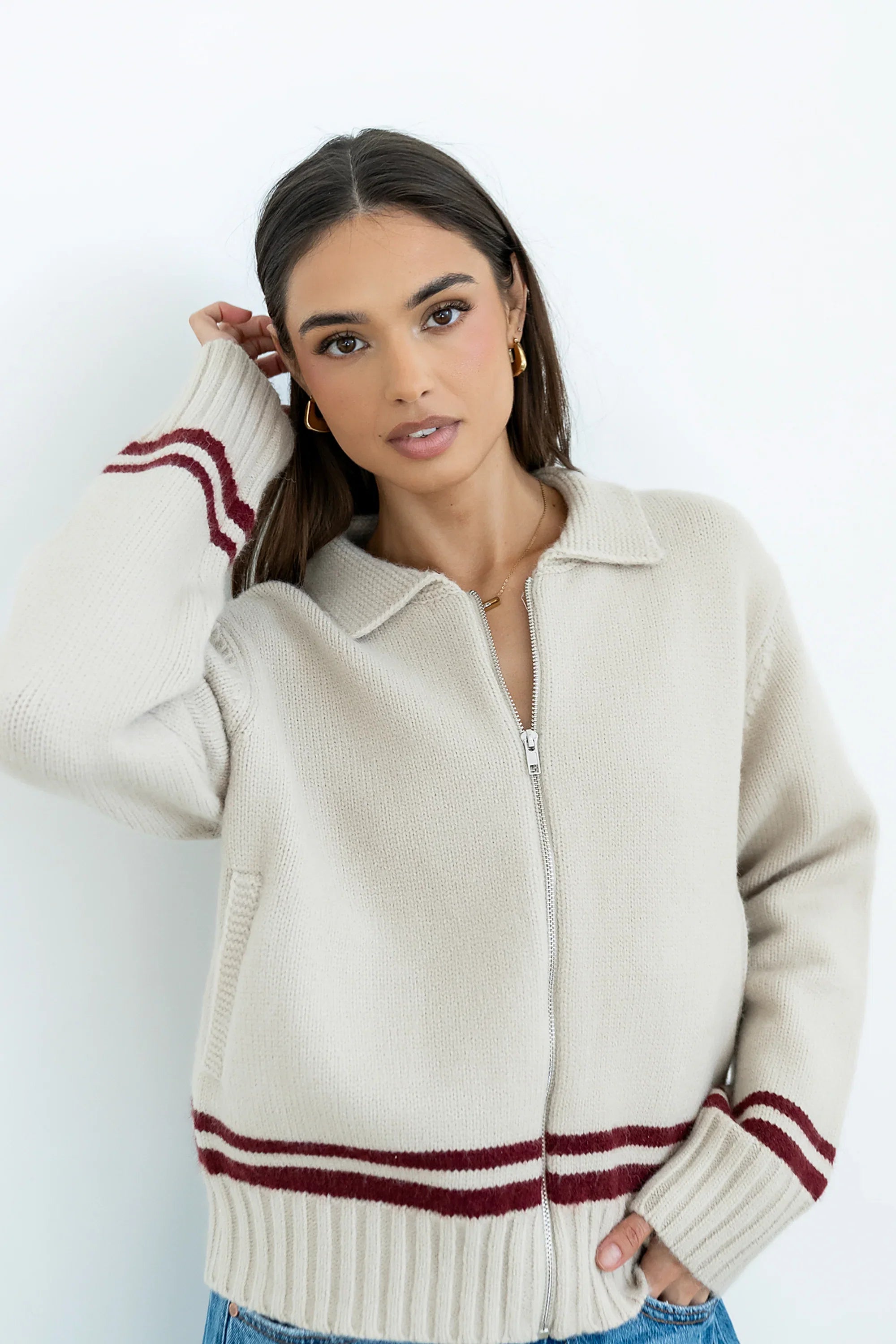 Polly Knit Jacket in Oatmeal FINAL SALE