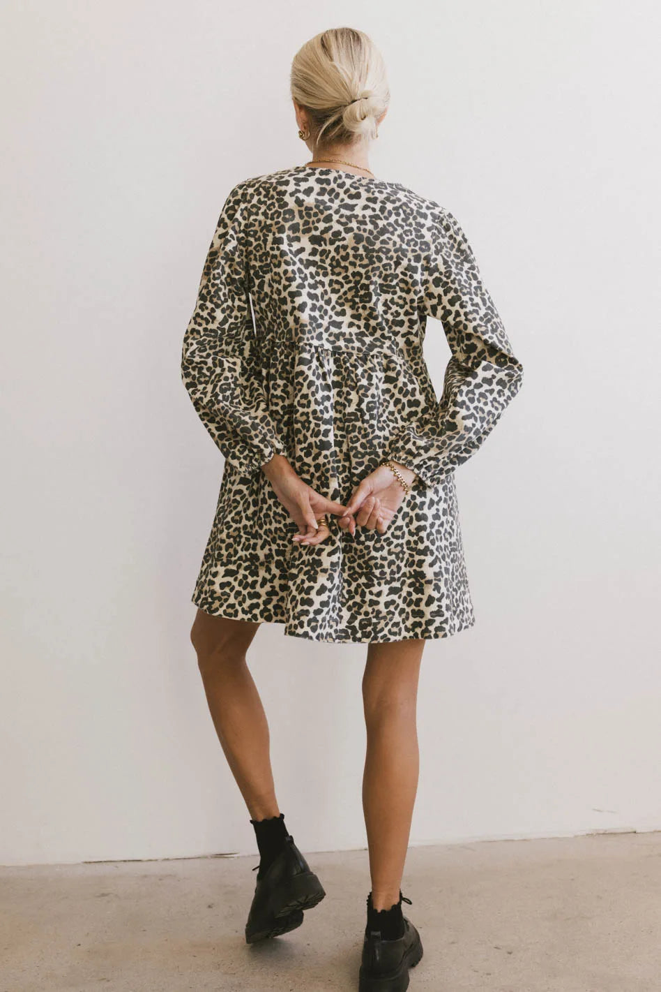 Tyler Peplum Mini Dress in Leopard FINAL SALE