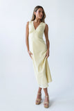 Hailey Lace Trim Maxi Dress in Yellow