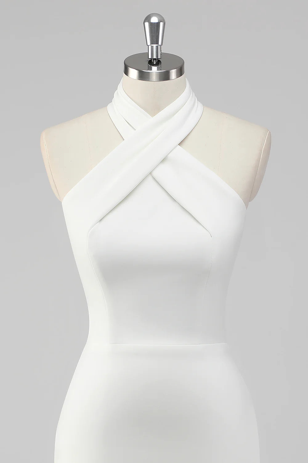 White Halter Backless Short Tight Graduation Dress