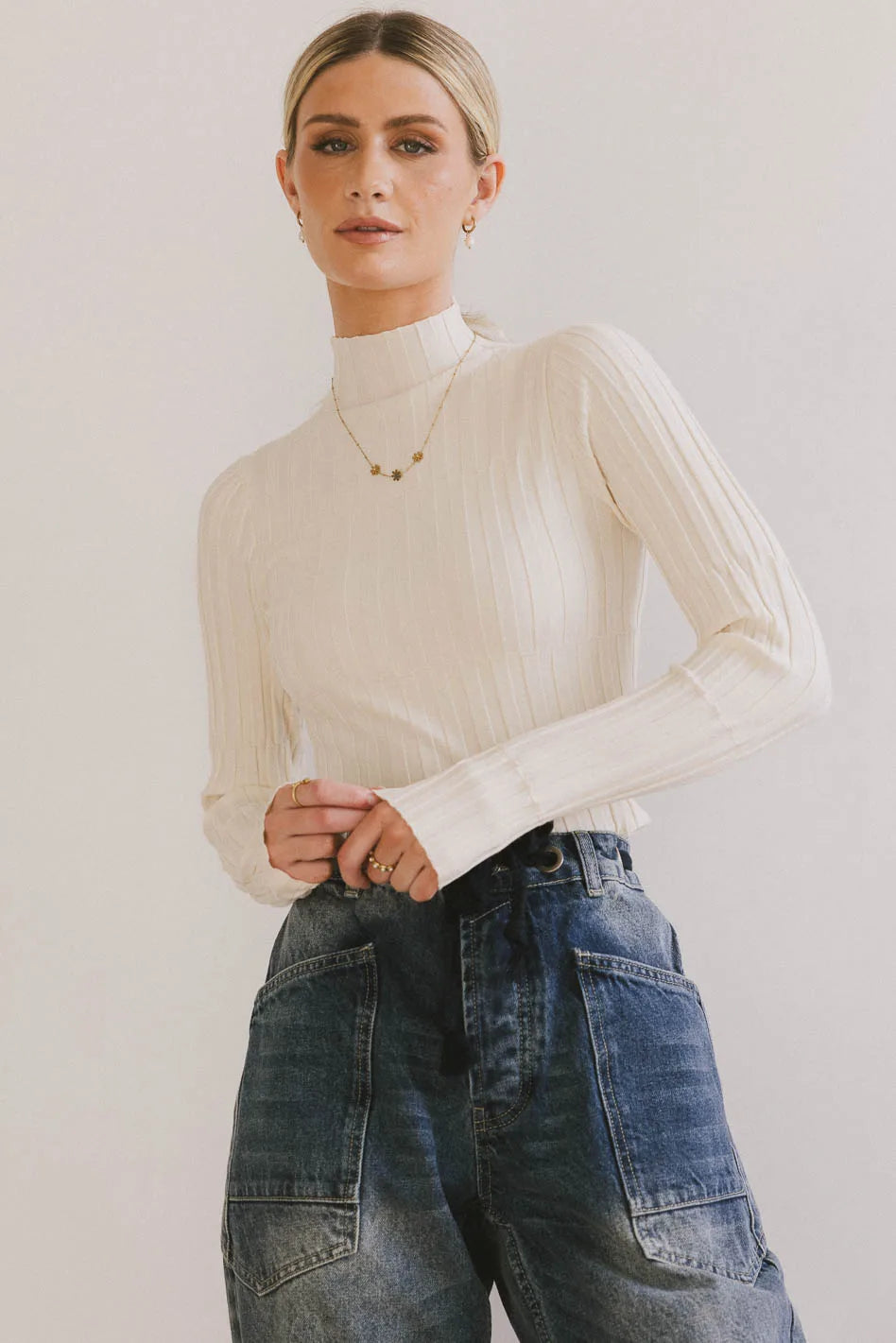 Winnie Ribbed Top in Cream FINAL SALE