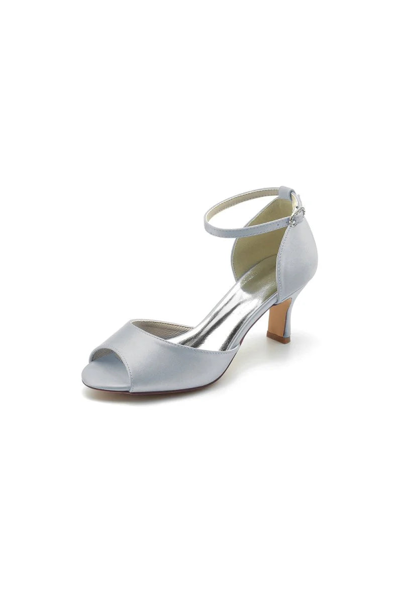 Peep Toe One strap Buckle Chunky Heel Pumps