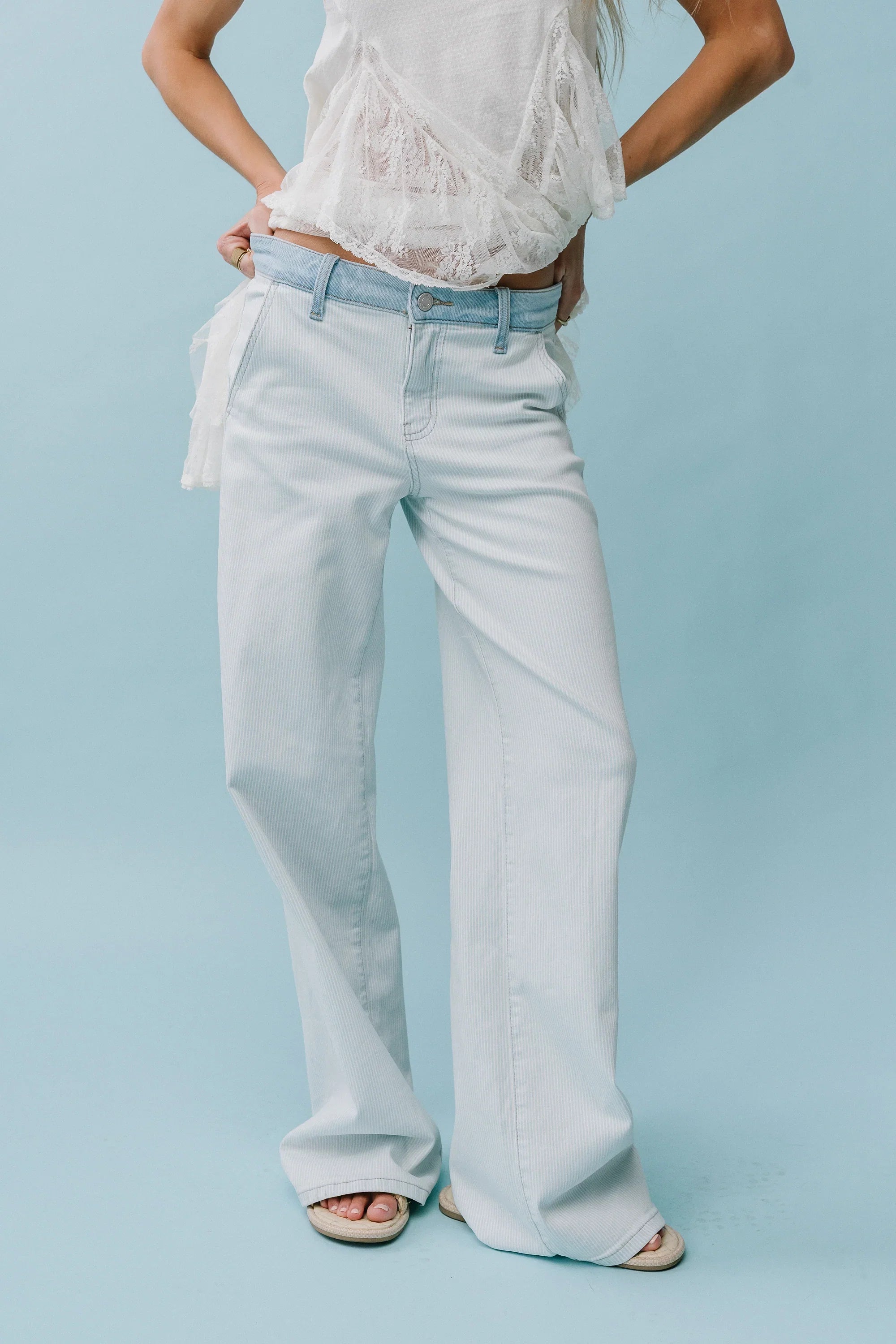 Kendall Striped Wide Leg Jeans