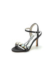 Open Toe Ultra High Heels with Rhinestone