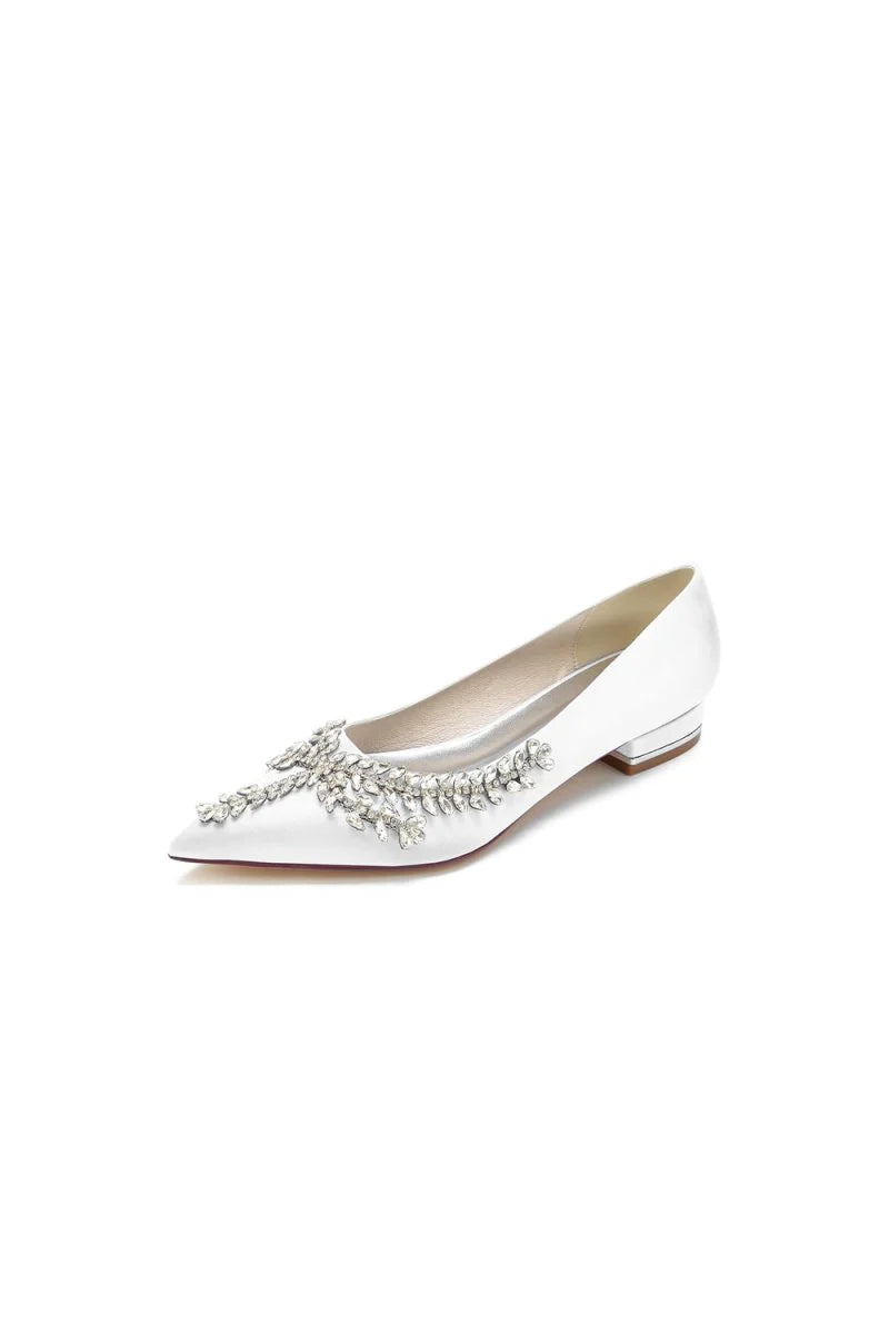 Rhinestone Pointed Toe Kitten Heels