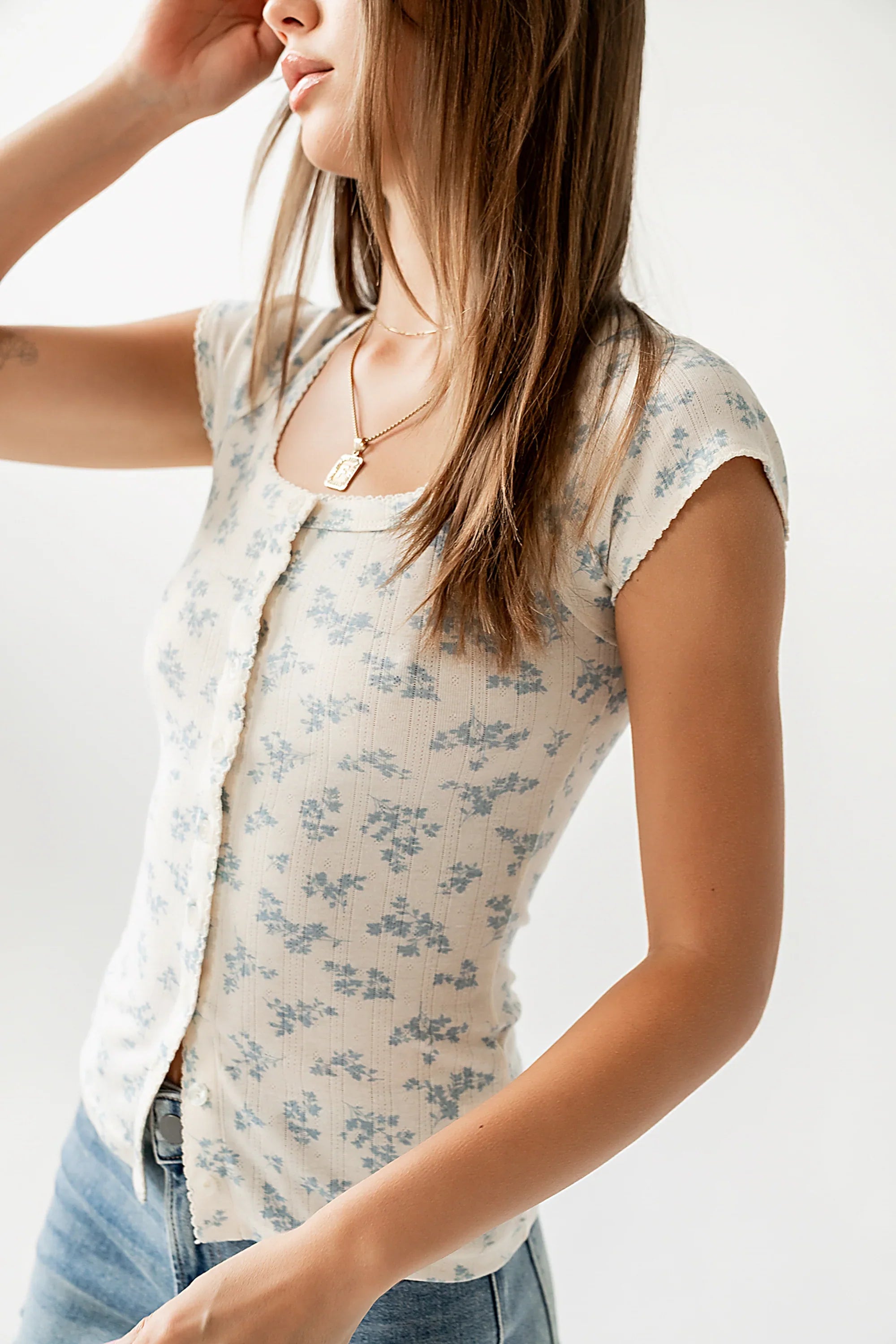Jaynie Floral Top in Blue