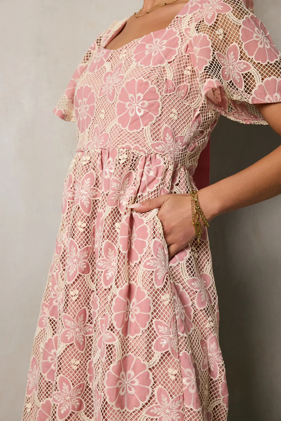 Mica Embroidered Midi Dress FINAL SALE