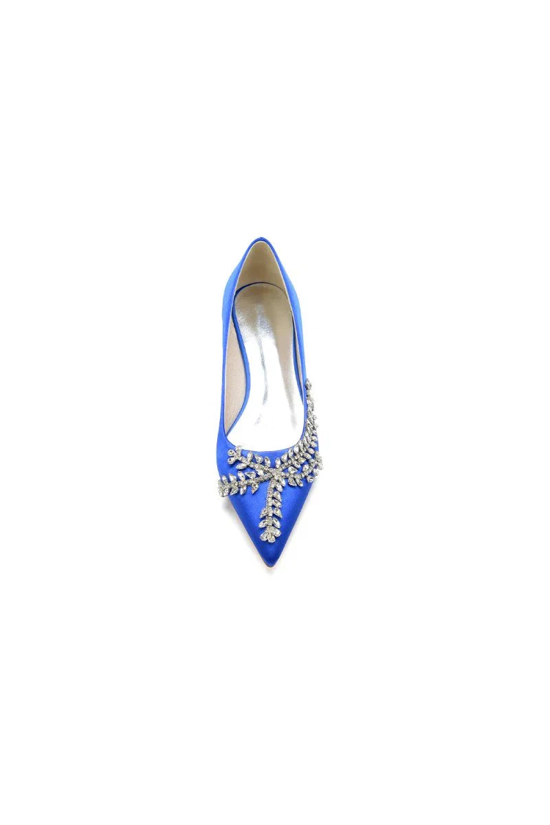Rhinestone Pointed Toe Kitten Heels