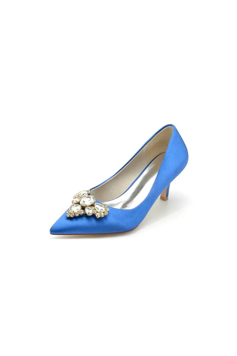 Pointed Toe Stiletto Heels with Rhinestone