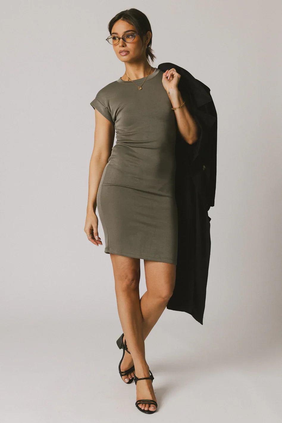 Lauren Tee Shirt Mini Dress in Olive FINAL SALE