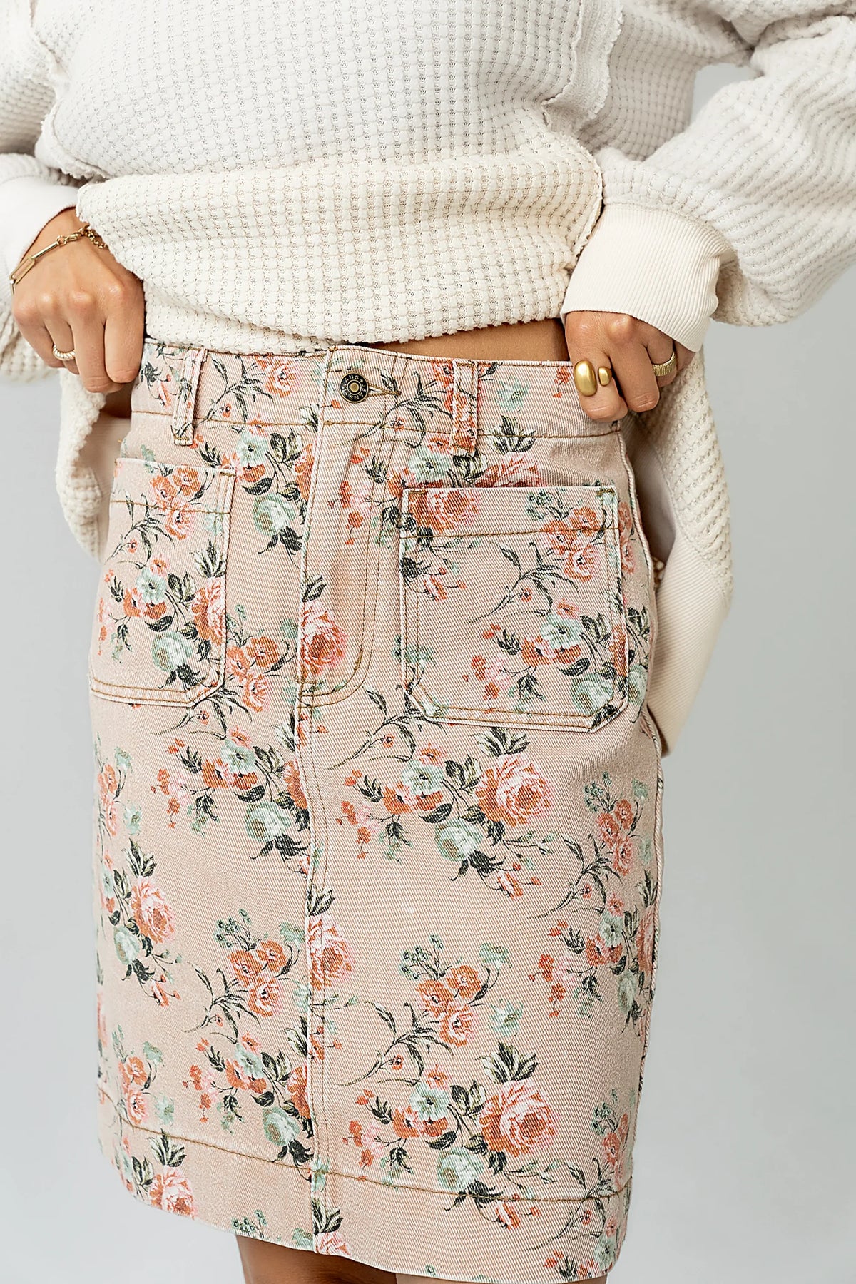 Juno Floral Mini Skirt in Clay FINAL SALE