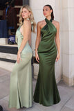 Piper Maxi Dress Fitted Satin Halter Dress