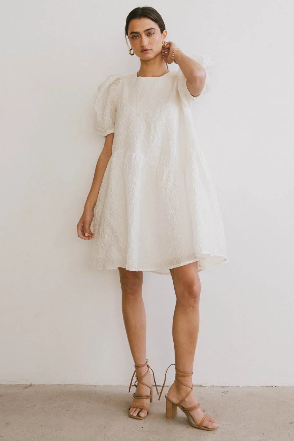 Maison Textured Mini Dress in White FINAL SALE