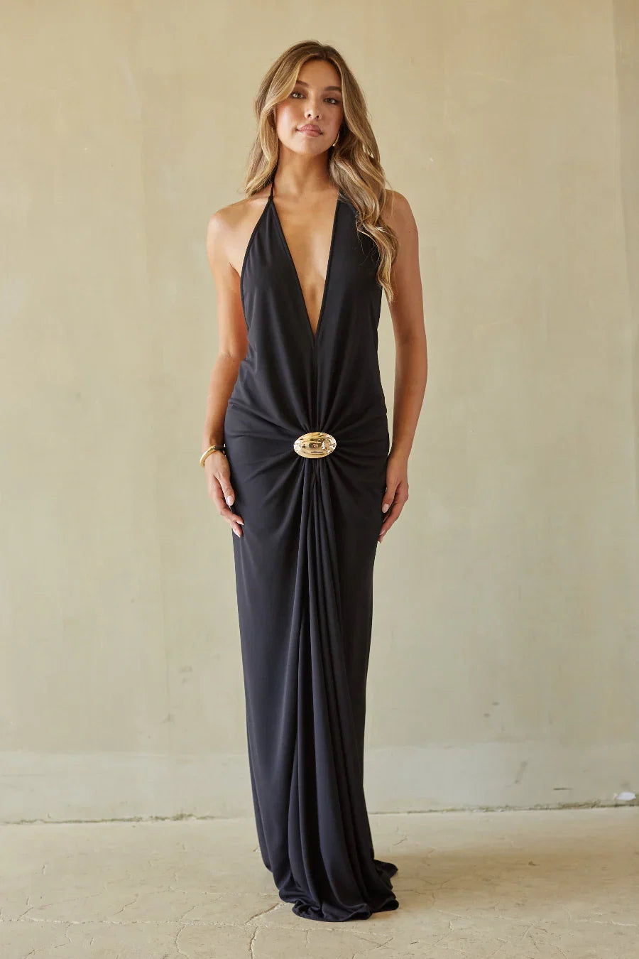 Nyx Plunging Halter Maxi Dress