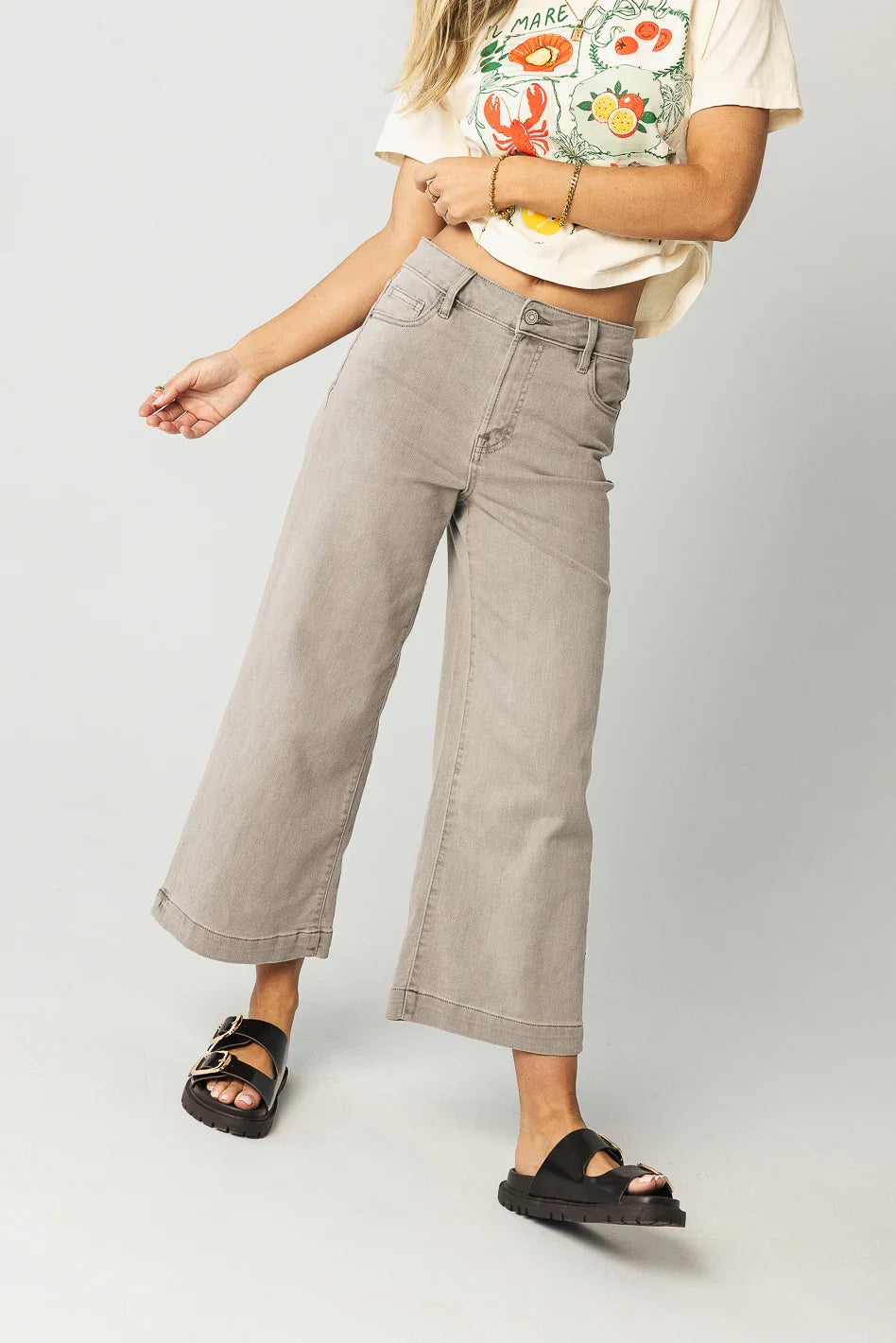 Oliver Extra Wide Leg Jeans in Gray FINAL SALE