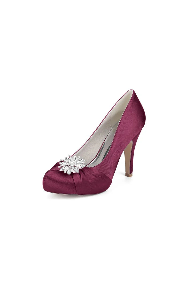 Silver High Heels with Crystal Bow Decoration