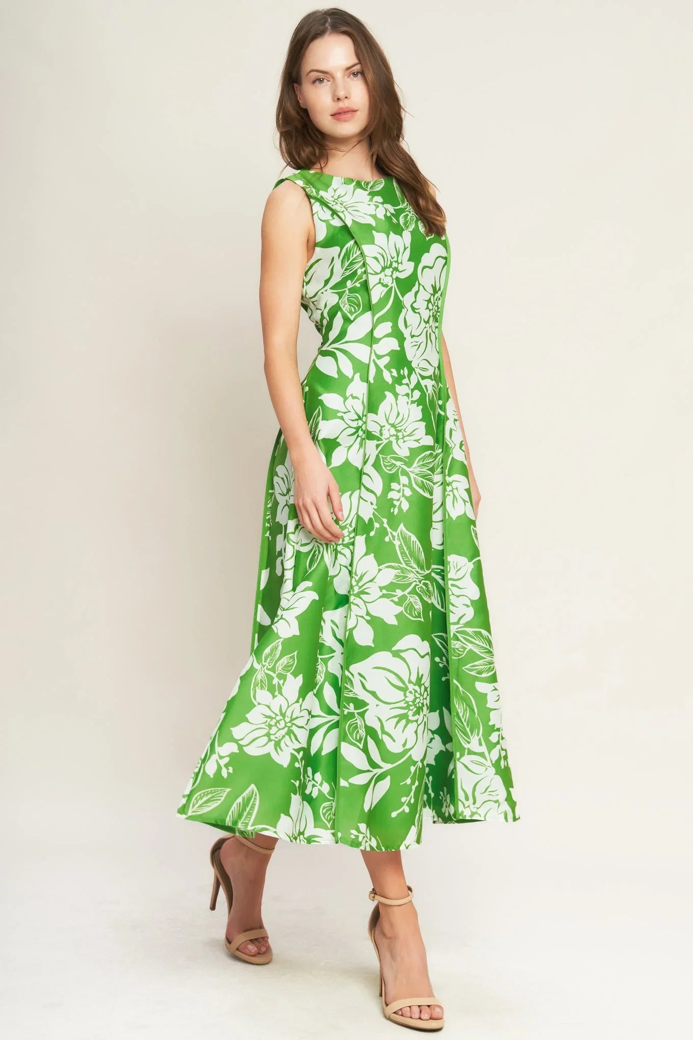 GARDEN GODDESS GREEN MIDI DRESS FINAL SALE