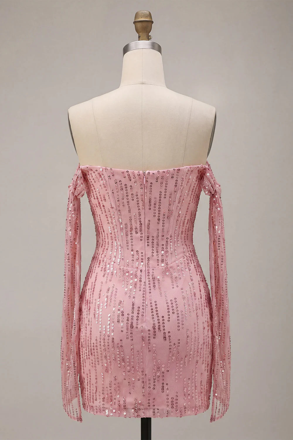 Sparkly Champagne Off the Shoulder Bodycon Homecoming Dress