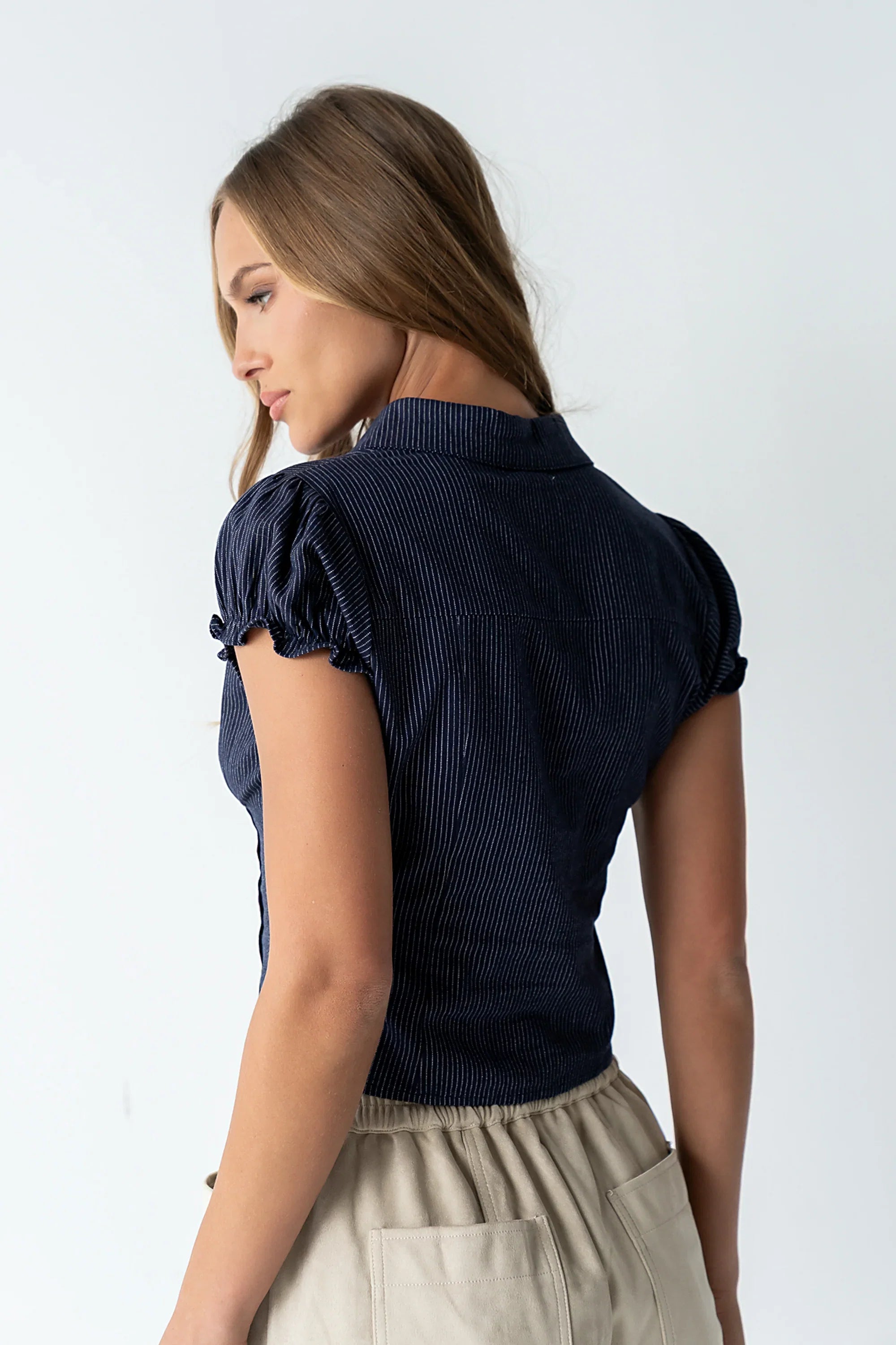 Lacie Striped Blouse in Navy