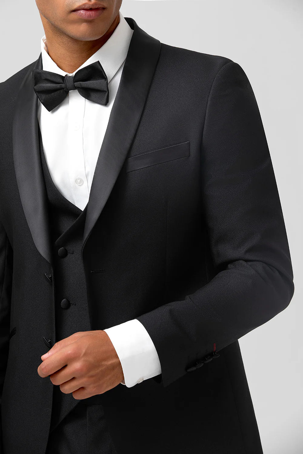 Mens Black Shawl Lapel Single Breasted 3 Piece Wedding Suits
