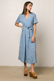 Malik Floral Midi Dress in Blue FINAL SALE
