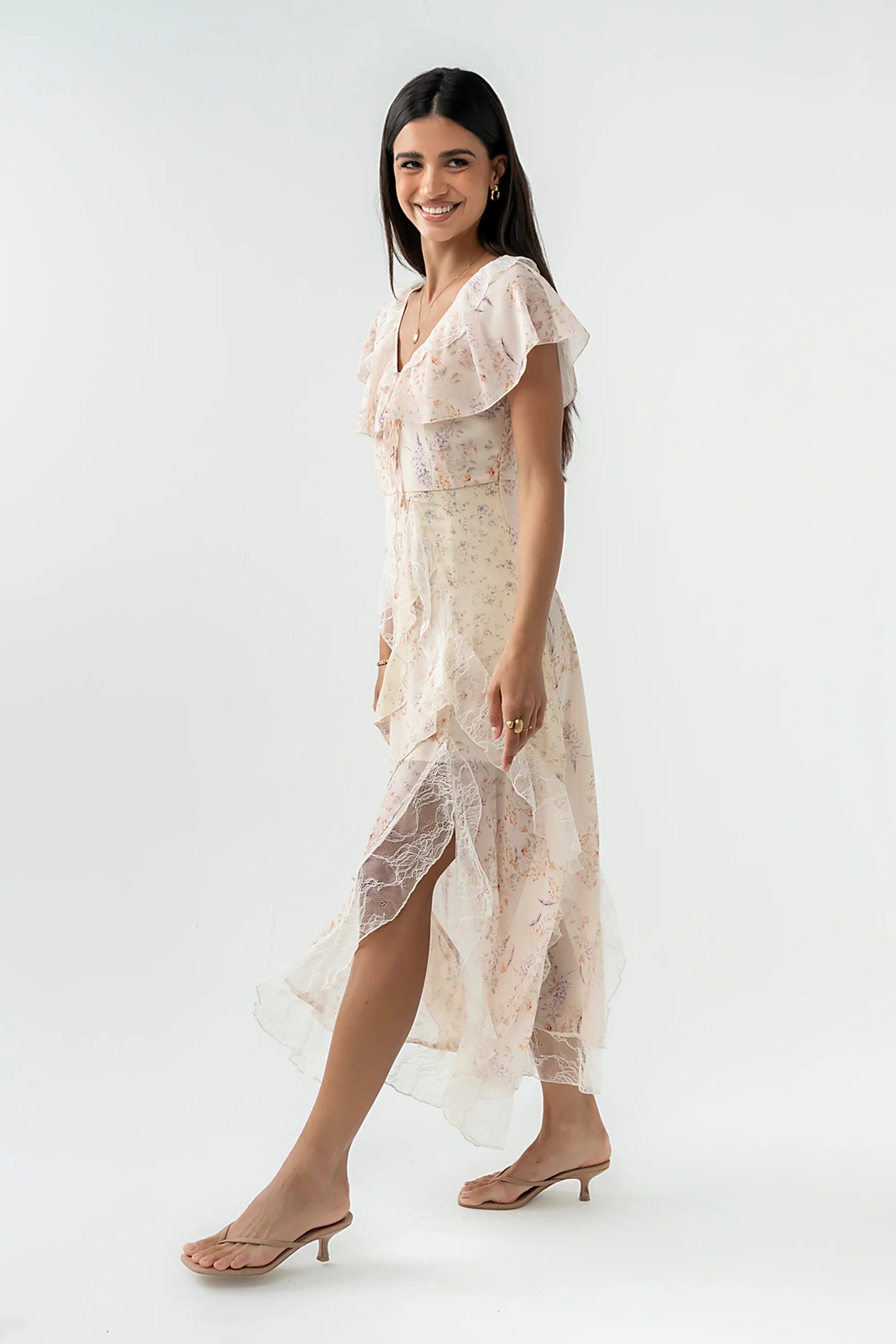 Kora Ruffle Maxi Dress in Yellow