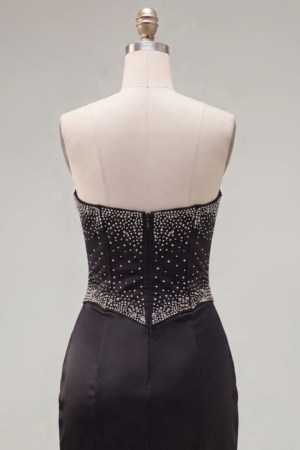 Black Strapless Beaded Cut Out Bodycon Short Homecoming Dress