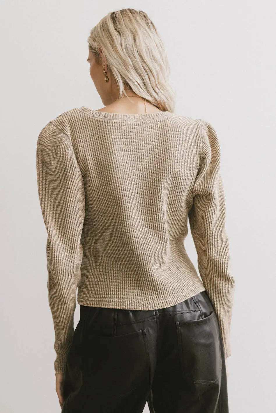 Kelcey Waffle Knit Top in Olive FINAL SALE