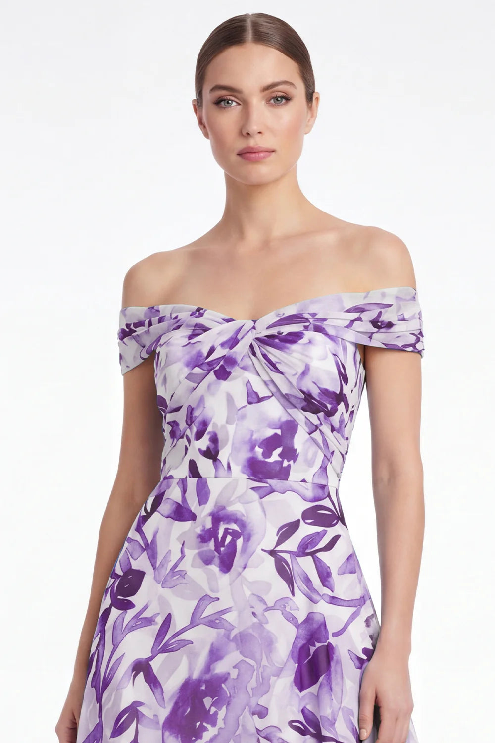 Blue Flower Off the Shoulder A Line Mother of the Bride Dress